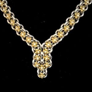 Brighton Silver & Gold Combo Necklace Clear Crystal Accents